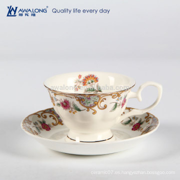 Estilo Europeo Paquete De Regalo Personalizado Té De Hueso China Té De Café De Impresión Y Set De Platillos